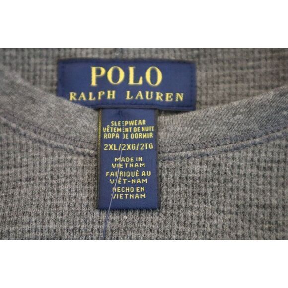 Polo Ralph Lauren PWLC2F Men's Sz 2XL Charcoal Heather Waffle L/S Crew Shirt - Picture 3 of 8
